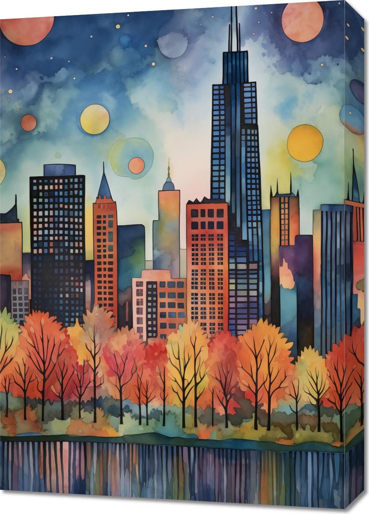 Bild 50x70cm Panorama einer malerischen Stadt