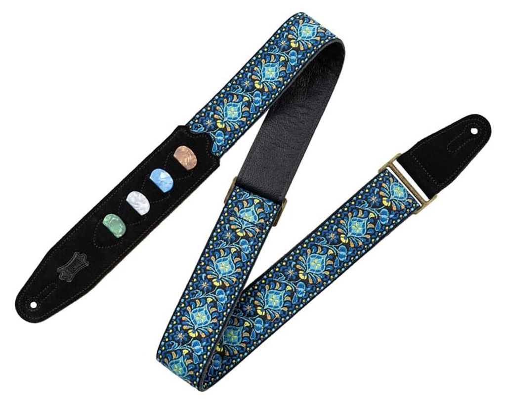 Levys Leathers M8HTVPH-04 2" Vint. Hootenanny Guitar Strap Blue