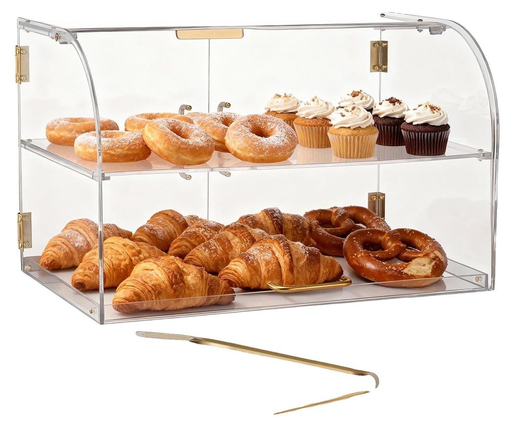 VEVOR Gebakvitrine, 2-laags, professionele bakkerijvitrine Productafbeelding 