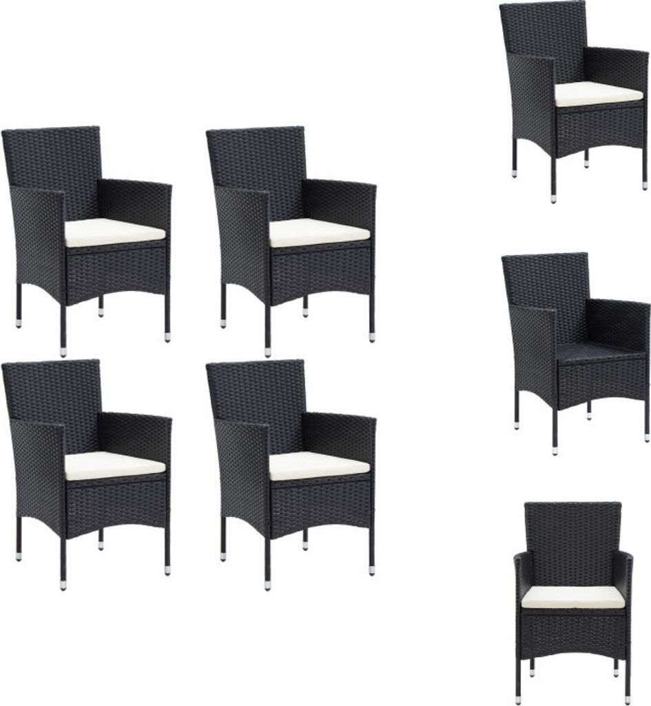 vidaXL Garten-Essstühle 4 Stk. Poly Rattan Schwarz - Gartenstühle