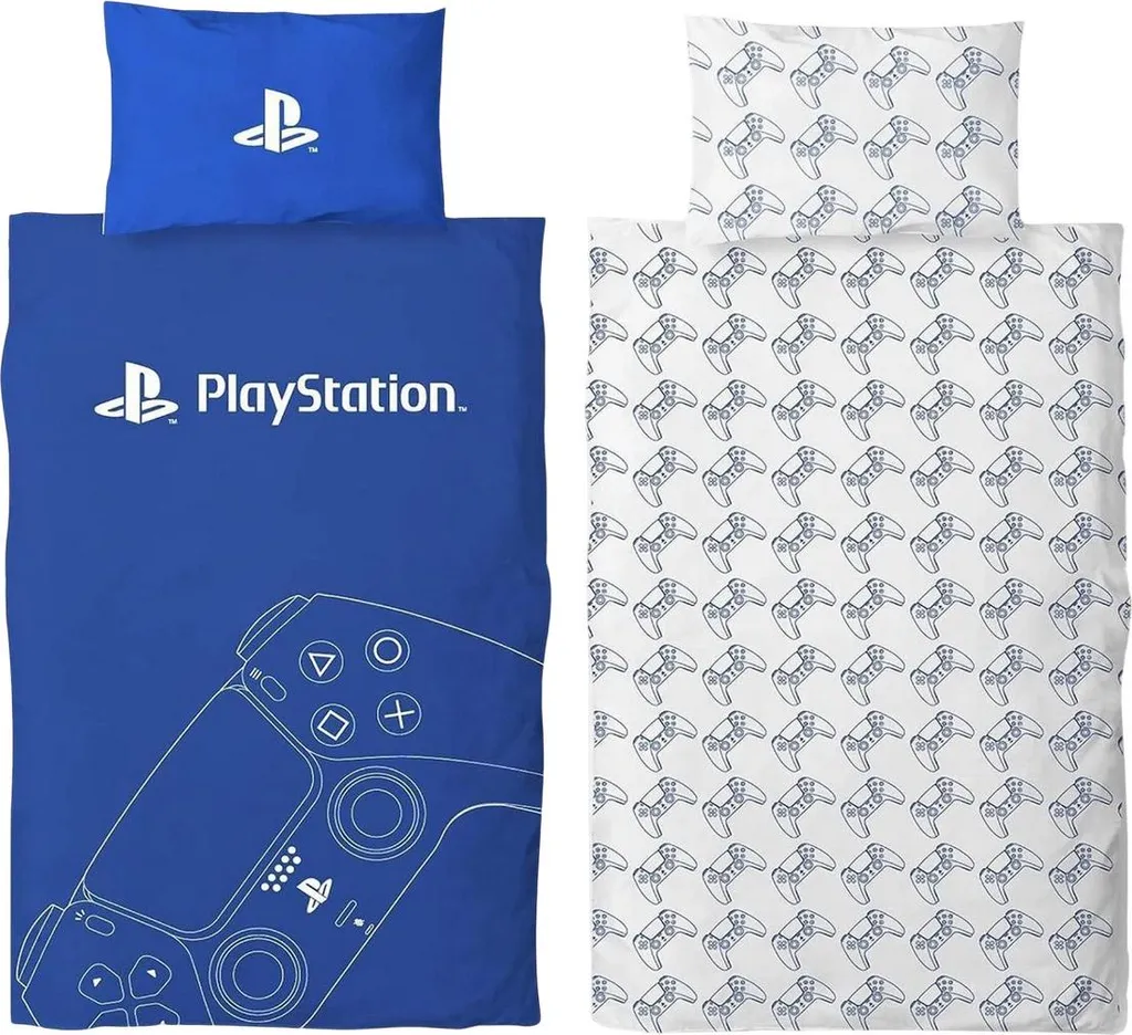 Playstation Manette de jeu Parure de lit réversible TC617 - Bleu Coton