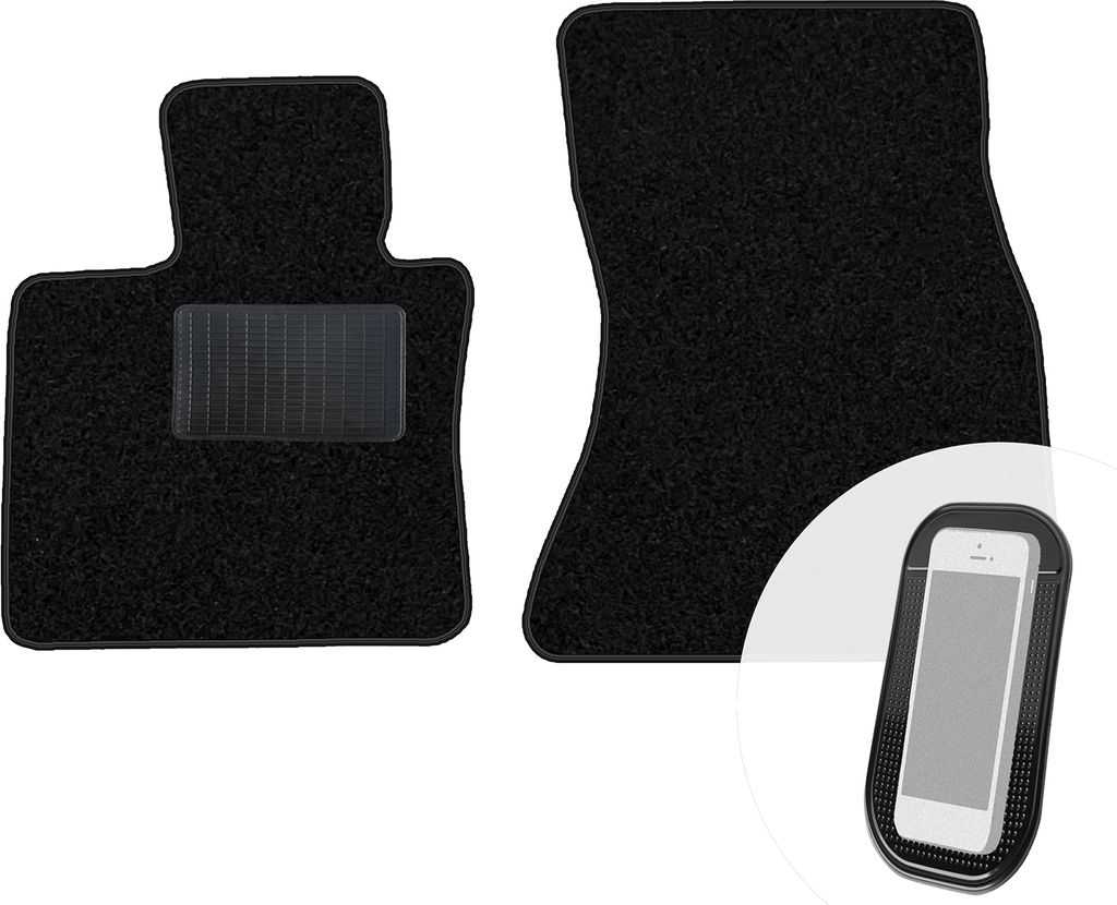 moto-MOLTICO Vorne Fußmatten Auto Velours Autoteppiche Schwarz Automatten Set 2-teilig passend für BMW X6 II F16 2014-2019