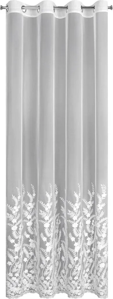 Voilage blanc brodé de fleurs 140x250cm pour salon et chambre élégante