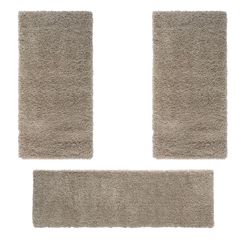 MY-RUG Shaggy Star Bettumrandung Hochflor 3 teilig, Läufer, Schlafzimmer, beige, 300x80