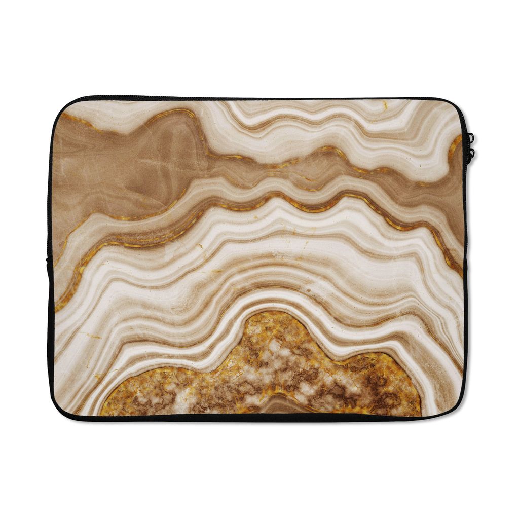 MuchoWow Laptop Hülle 15 Zoll Glitzer - Gold - Achat - Edelsteine Laptoptasche - Laptoptasche - Sleeve - Rundum-Schutz