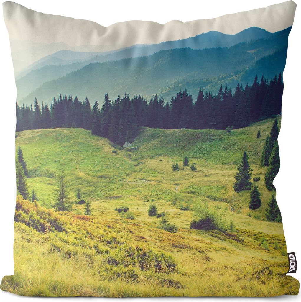 VOID Berglandschaft Berge Wald Kissenbezug Kissenhülle Polyester wasserfest Outdoor Garten Kissen Deko