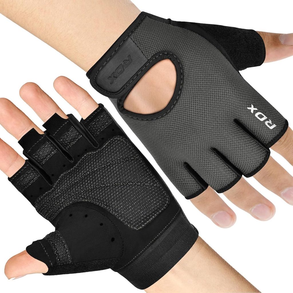 RDX Gewichtheberhandschuhe, atmungsaktiv, mit Belüftung, Halbfinger-Training im Fitnessstudio, rutschfester, gepolsterter Griff, Fitnesstraining f...