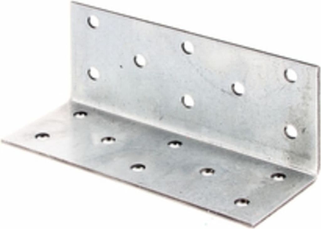 Robuster Winkelverbinder verzinkt 40x40x100mm - 2mm Stark mit 16 Löchern für stabile Holz- & Bauprojekte - Einfache Montage 1 Stück Silber