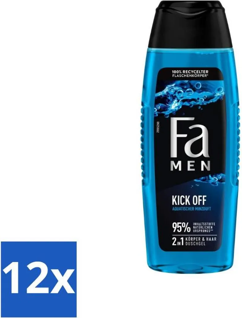 Fa Men Kick Off 12 Pezzi - Gel Doccia Uomo 250ml - Tutto in Uno