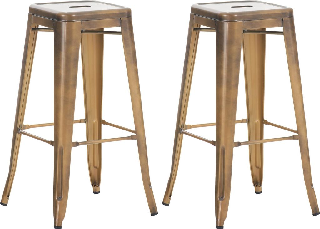 2er Set Barhocker DOLAN - Metall Gold 43x43x76 cm | Barstuhl Tresenhocker Tresenstuhl Kneipenhocker Kneipenstuhl