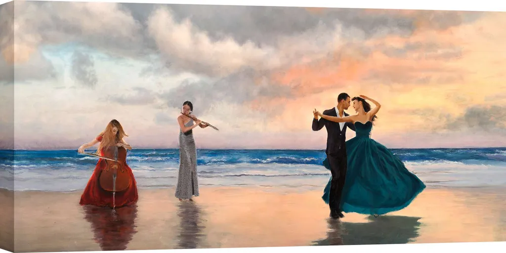 Tableau sur toile Danse sur la plage de Pierre Benson - Format 120x60 cm