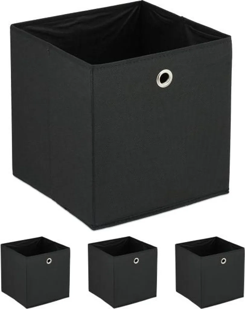 Boîte de rangement noire pour bureau et cuisine - 4 bacs d'organisation