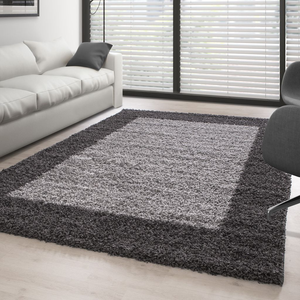 Teppich Wohnzimmer Hochflor Modern Design Langflor Shaggy Produktbild 