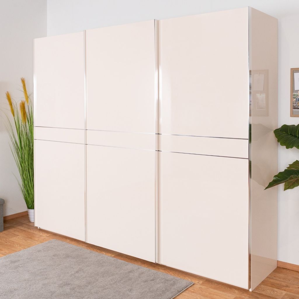 Großer 272 cm breiter Kleiderschrank mit 3 Türen | Farbe: Beige