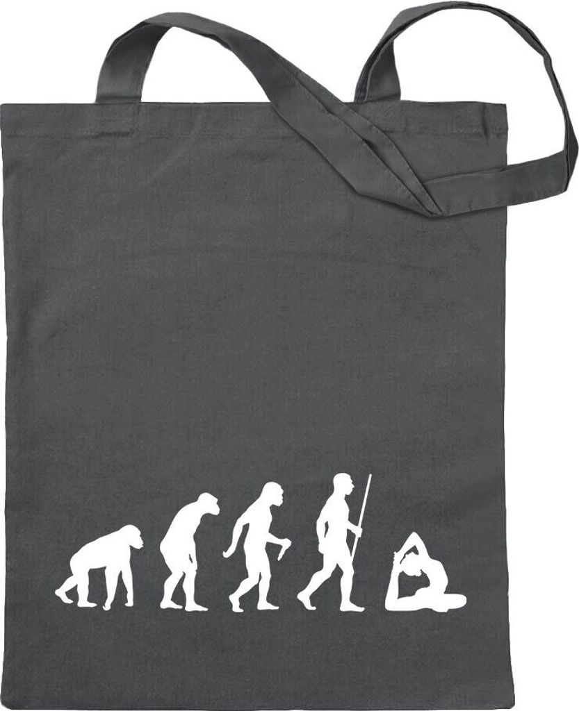 Kiwistar - Baumwolltasche - stahlgrau - Yoga Gymnastik Evolution - Tragetasche Stoffbeutel Umhängetasche langer Henkel