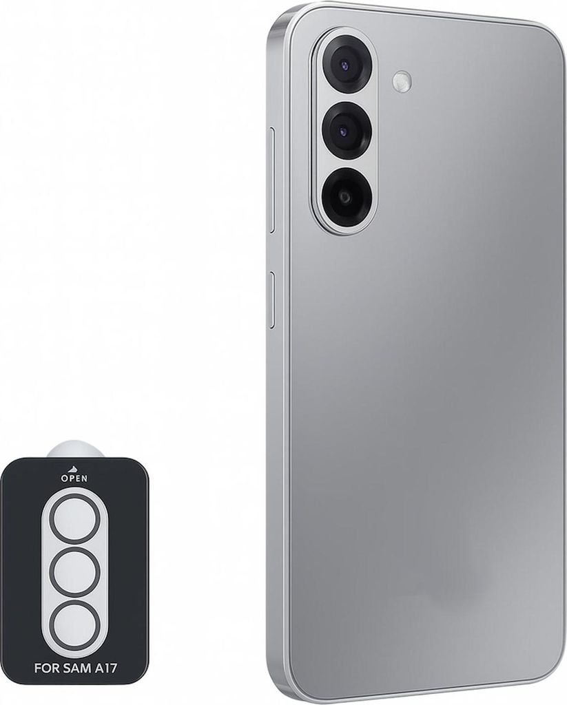 Für Samsung Galaxy A17 5G / 4G Aluminium Schutz Ring Kamera + H9 Tempered Hart Glas Silber