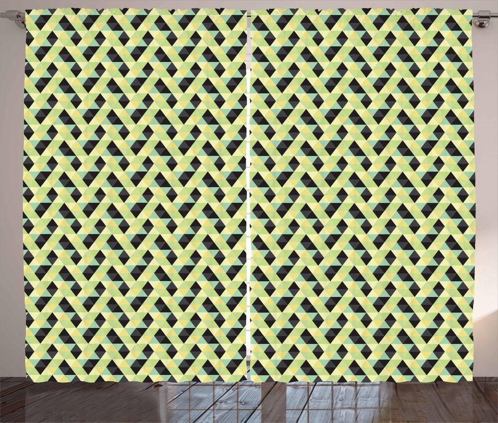 ABAKUHAUS Geometrisch Rustikaler Gardine, Abstrakte Rasterstil Retro, Schlafzimmer Kräuselband Vorhang mit Schlaufen und Haken, 280 x 245 cm, Mehr...