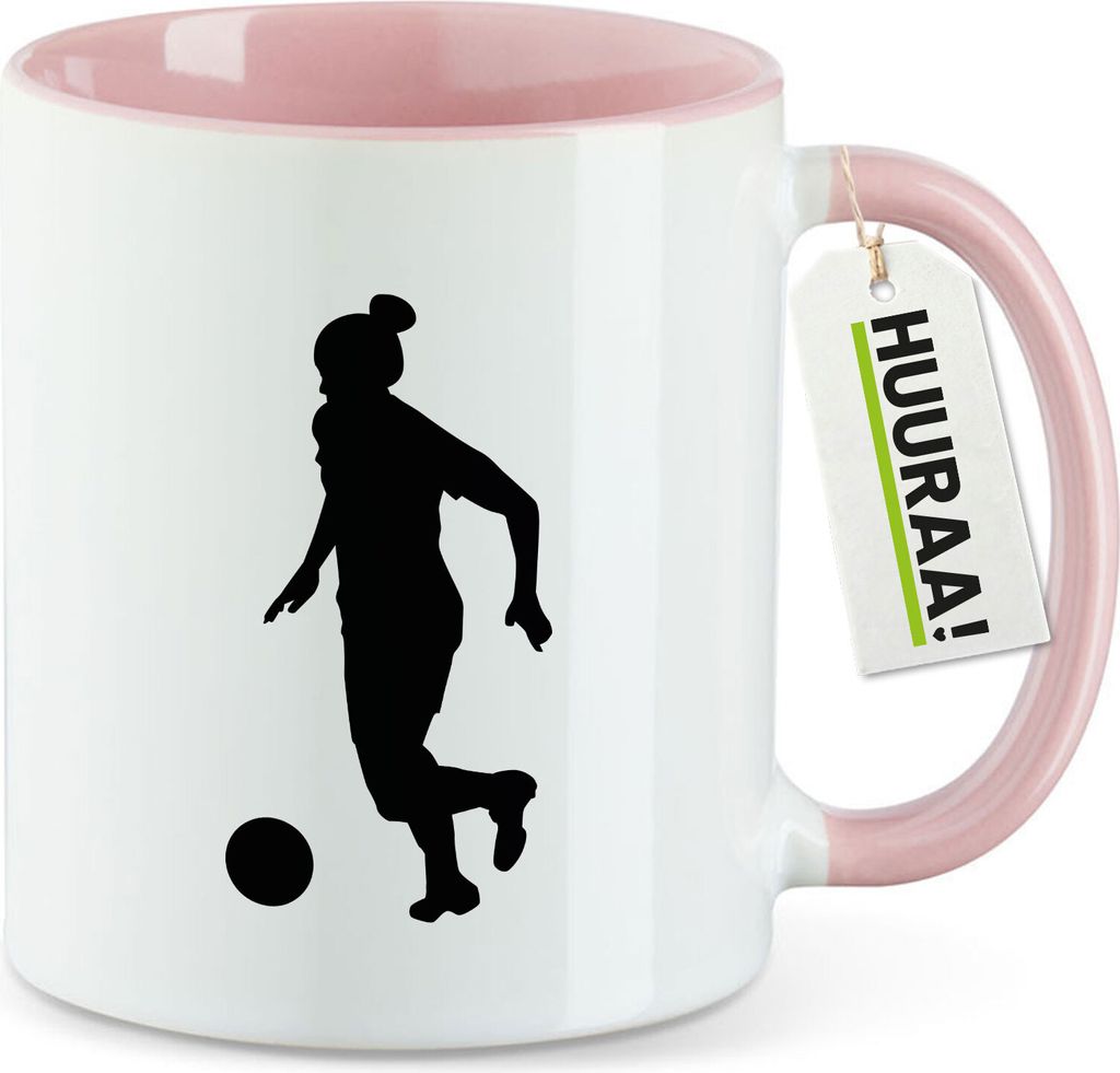 Huuraa Kaffeetasse Soccer Fußball 330ml Rosa Keramik Kaffeebecher Geschenkidee