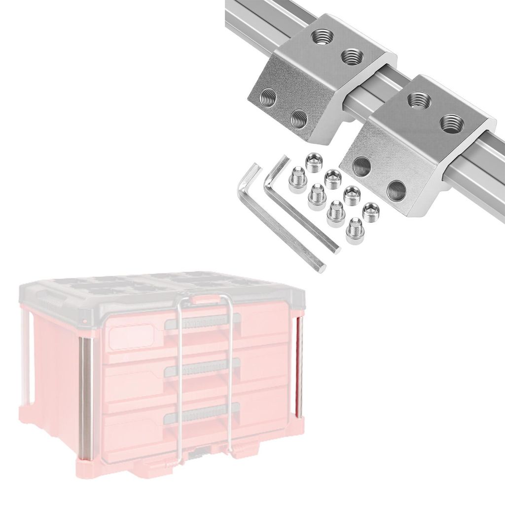 Universelle Schienenhalterung für Packout-Werkzeugkasten, 2er-Set platzsparender Schienenclips, Seitliches Befestigungsset, silber
