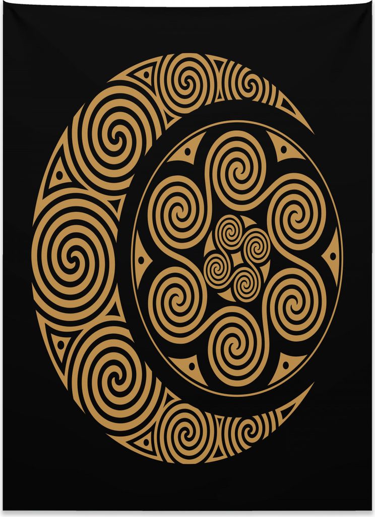 Abakuhaus Erdig Wandteppich, Celtic Moon und Sun Boho aus Weiches Mikrofaser Stoff Kein Verblassen Klare Farben Waschbar, 110 x 150 cm, Hell Orange...
