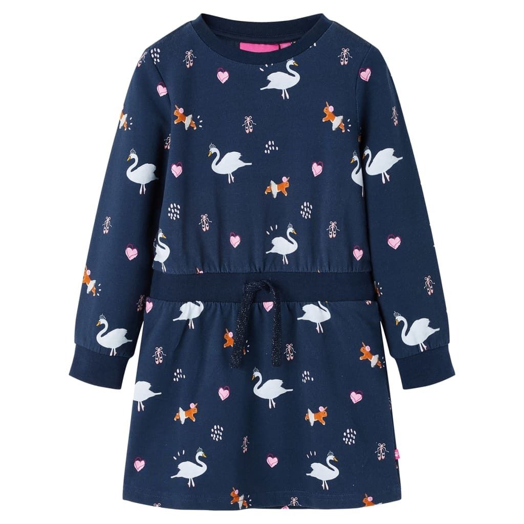 vidaXL Abito da bambino con maniche lunghe blu navy 128 Immagine del prodotto 