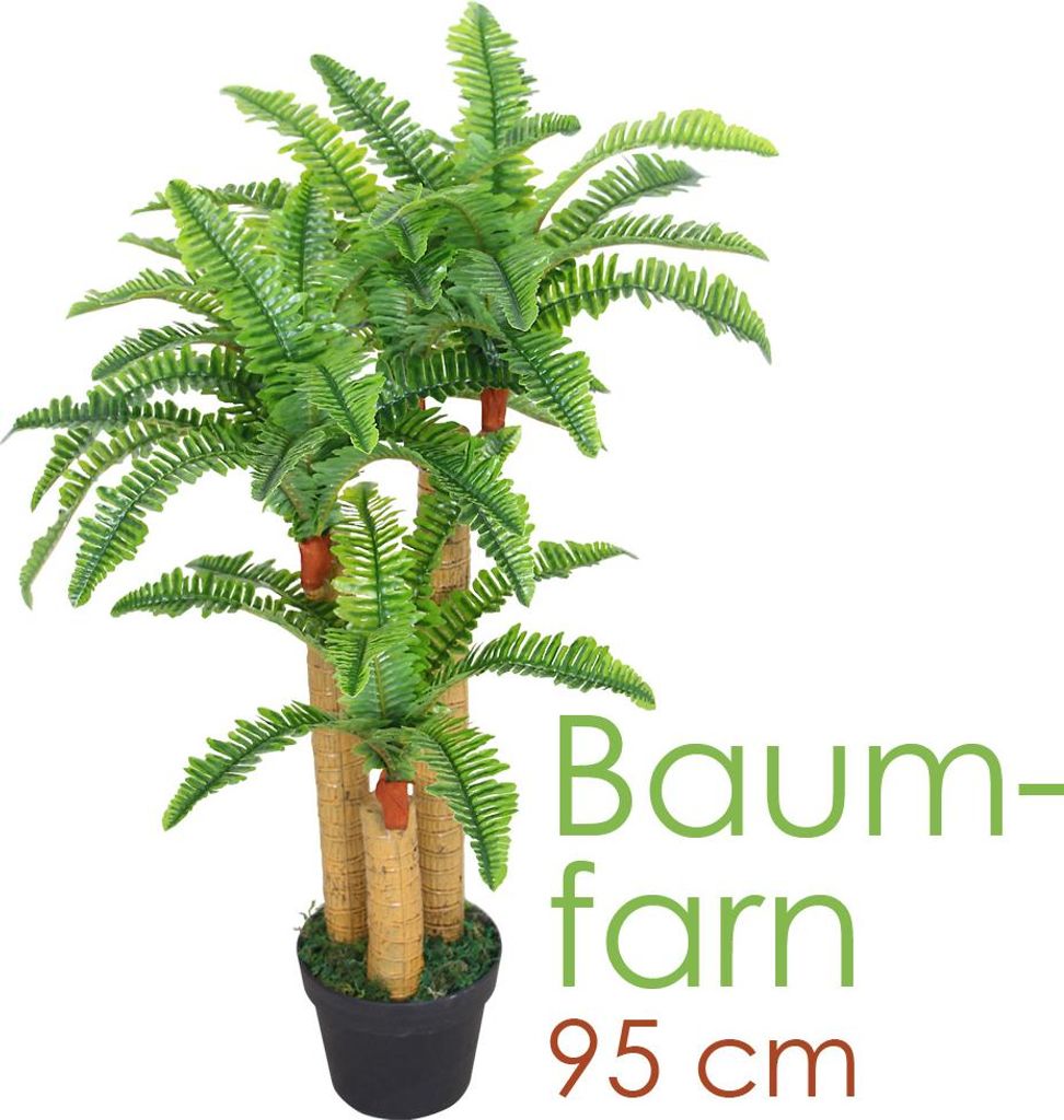 Baumfarn Künstlicher Farn Kunstpflanze Künstliche Pflanze 95 cm Kunstblume Innendekoration Kunst Pflanze wie echt im Topf Decovego