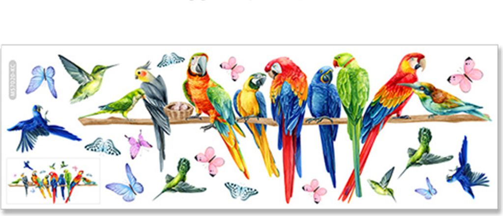 Wandaufkleber, realistische Vögel, Papageien, Schmetterlinge, bunt, selbstklebend, wasserdicht, abnehmbar, gute Klebrigkeit, rutschfest, Wand-/Tü...