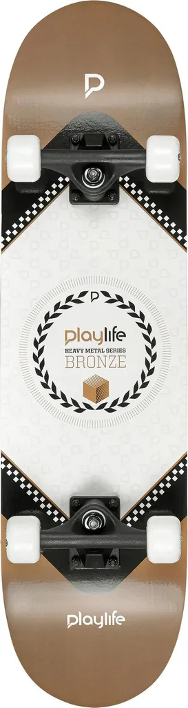 Skateboard Playlife Heavy Metal Bronze 31x8 résistant en érable 7 plis