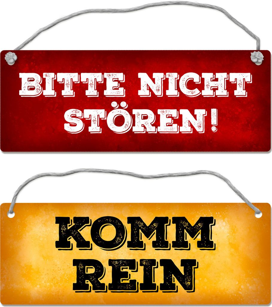 Bitte nicht stören - Komm rein Wendeschild in Gelb und Rot mit Kordel Schild