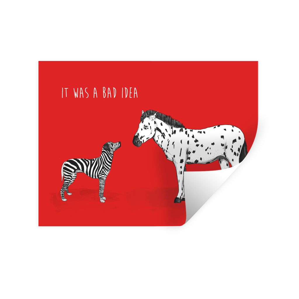MuchoWow Wandtattoo Wandsticker Wandaufkleber Es war eine schlechte Idee - Zitate - Hund - Zebra - Pferd 120x90 cm Selbstklebend und Repositionie...