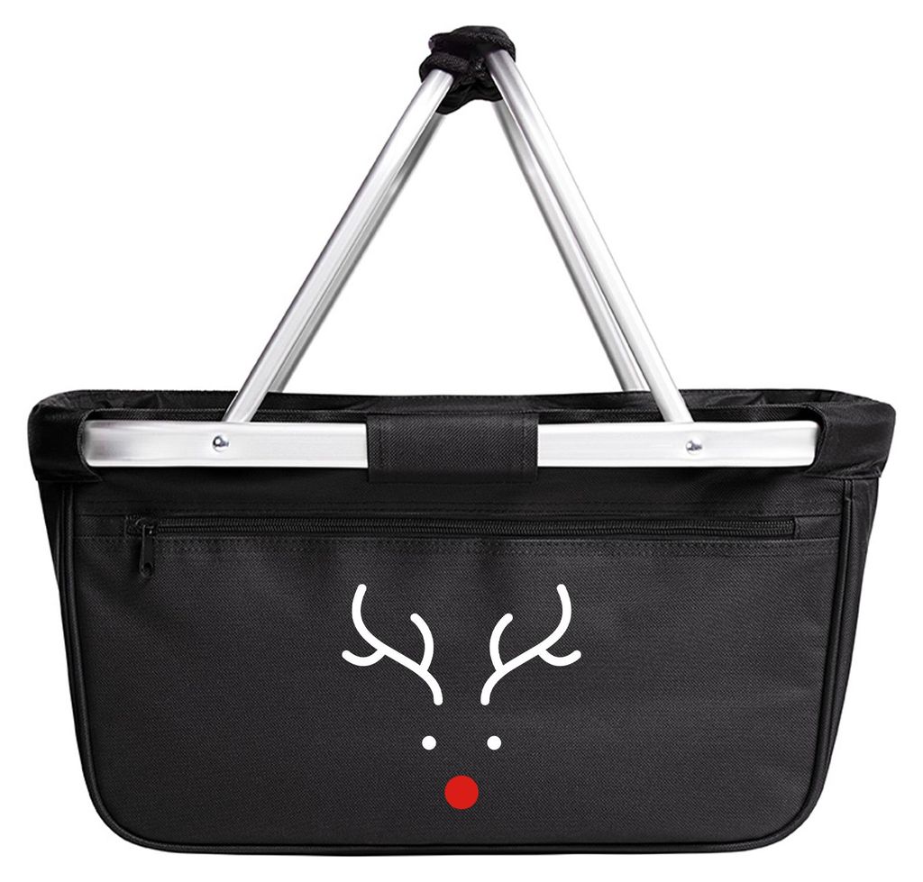 Huuraa Einkaufskorb Rentier Rudolph 20 Liter Black faltbarer Tragekorb Geschenkidee