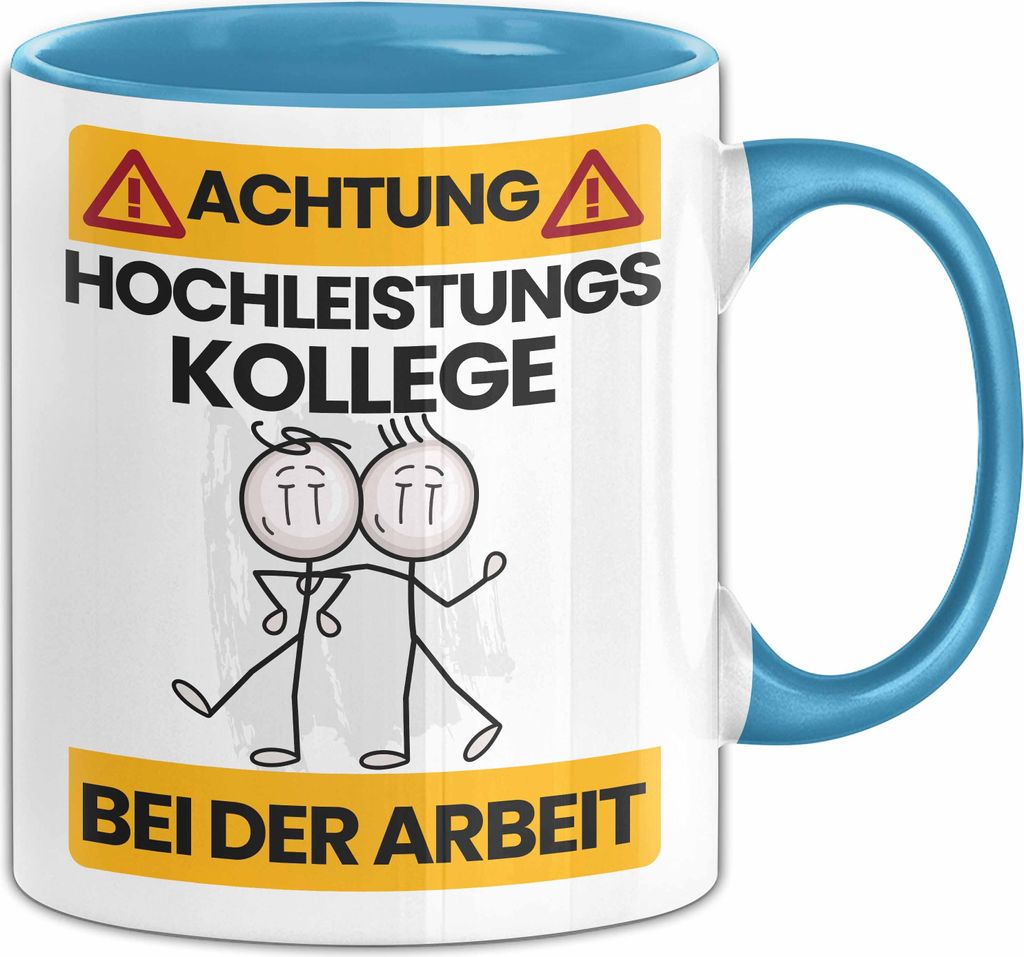 Kollege Tasse Geschenk Lustiger Spruch Geschenkidee für Kollege Achtung Hochleistungs Kollege Bei Der Arbeit (Blau)
