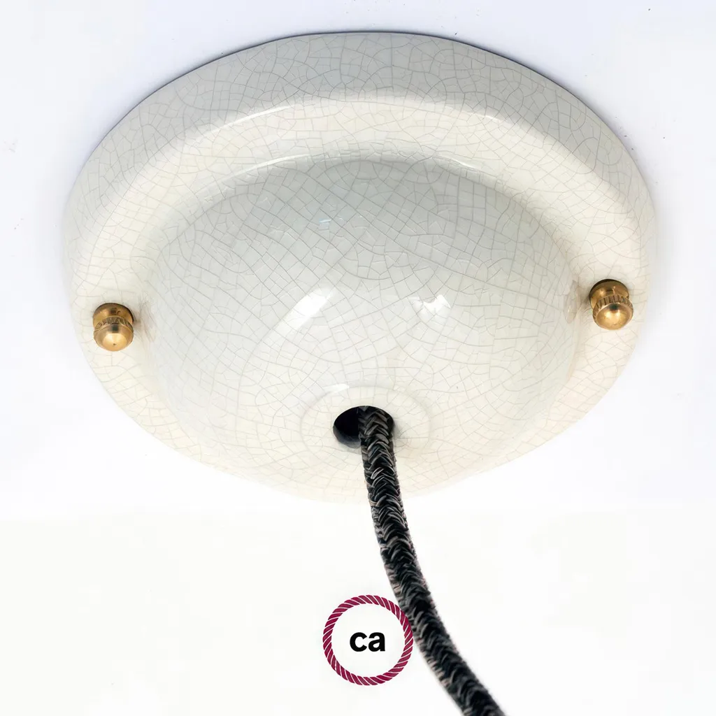 Rosace de plafond céramique effet craquelé kit complet luminaire DIY