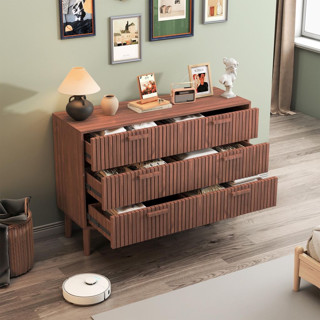 UnboxG Massivholz Kommode braun 100x34x73 cm, mit 6 Produktbild 