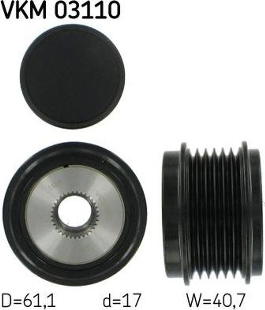 SKF VKM03110 Freilauf Lichtmaschine OE 06H903119 kompatibel mit A5 8T, Q5, A4 8K, A5 8F