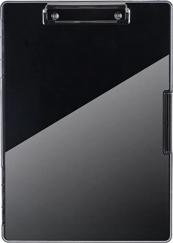 Boîte de classement A4 inscriptible noire avec tableau et porte-stylo
