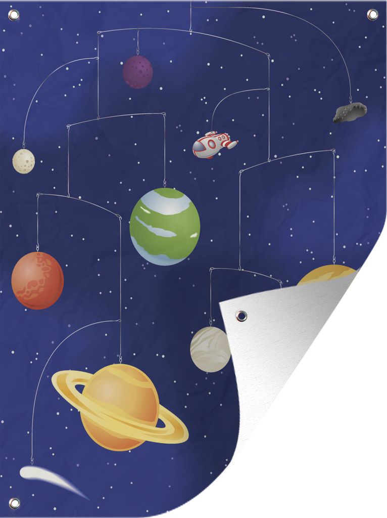 MuchoWow 30x40 cm Outdoor-Poster Gartendeko Sichtschutz Garten Poster für den Garten Eine Illustration des Sonnensystems als Mobile