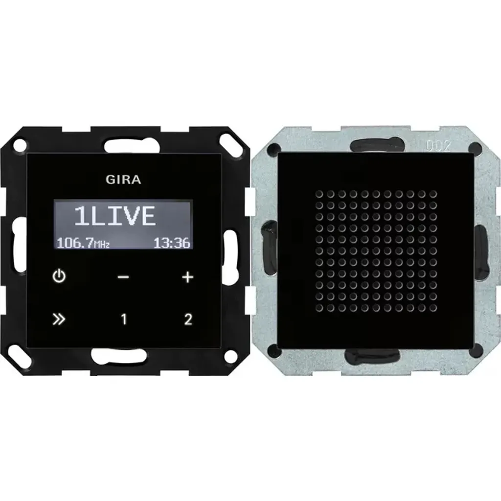 GIRA Radio encastrée RDS 228005 aspect verre noir pour boîte d'encastrement