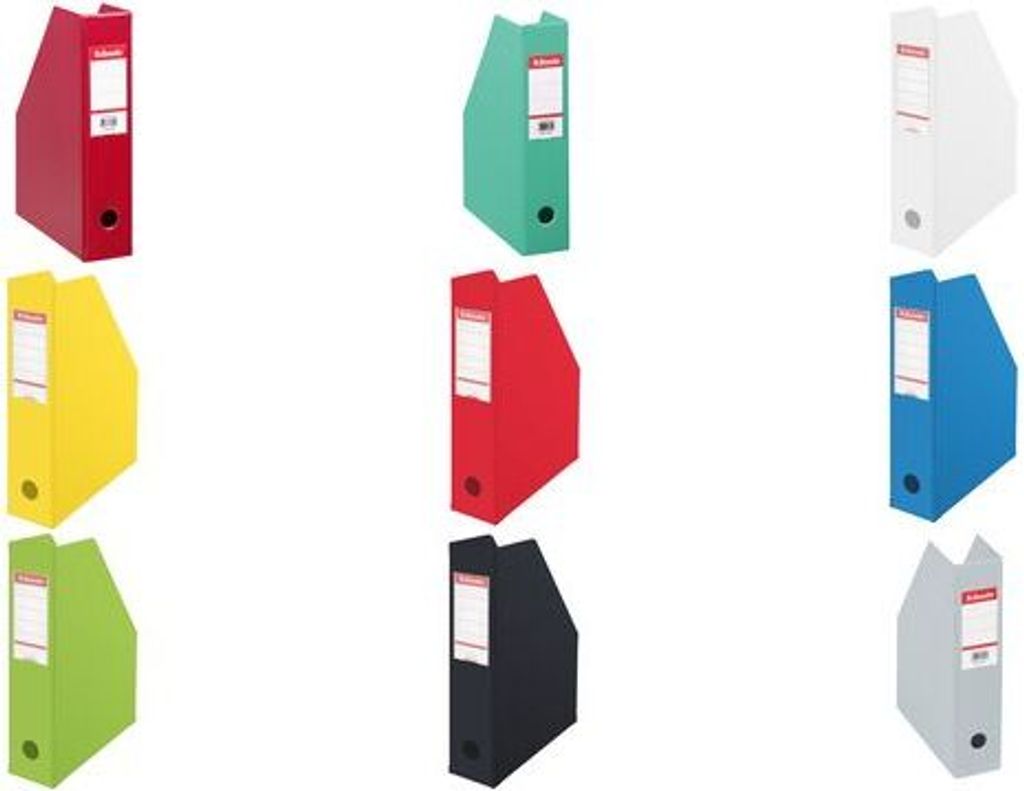 Esselte Stehsammler, DIN A4 (B)100 mm, farbig sortiert aus Pappe, mit PVC-Folie umschweißt, faltbar,mit Sichttasche - 1