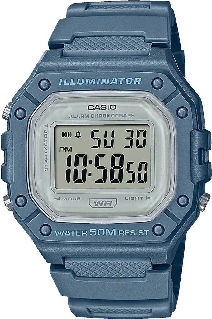 Casio heren-/dameshorloge, blauw, model Casio-W-218HC-2AVEF Productafbeelding 