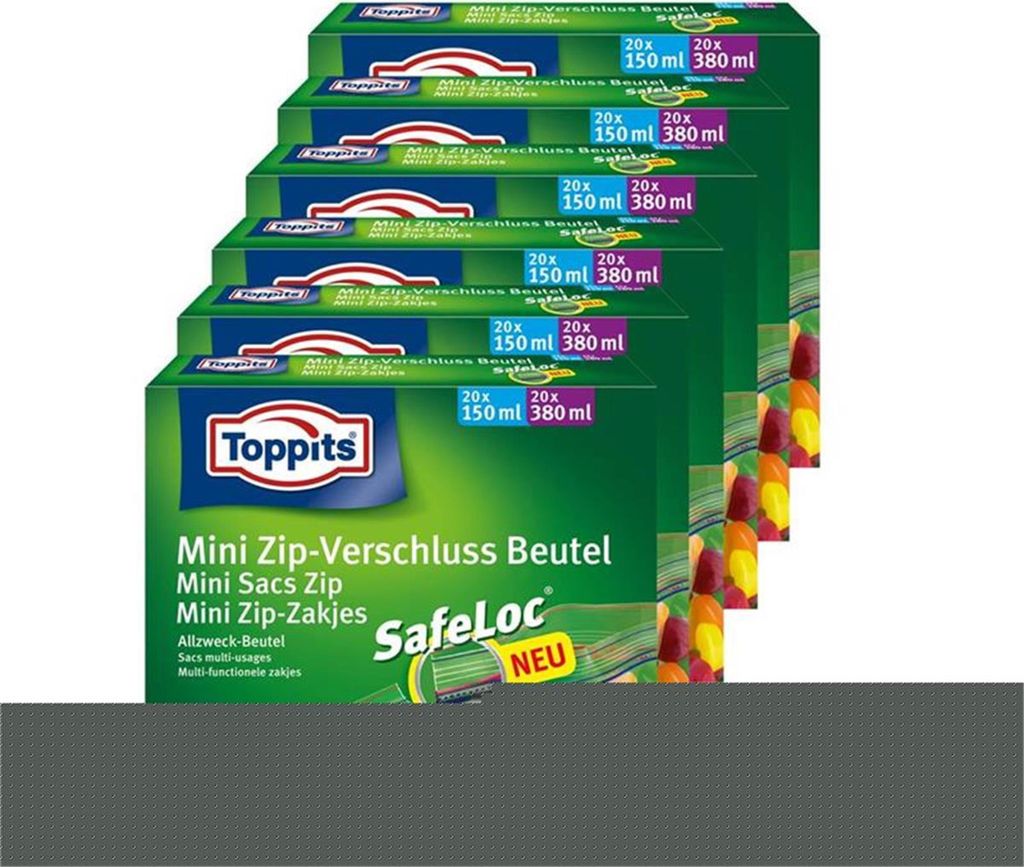 Toppits Mini Zip-Verschluss Beutel 20x150ml und 20x380ml Produktbild 