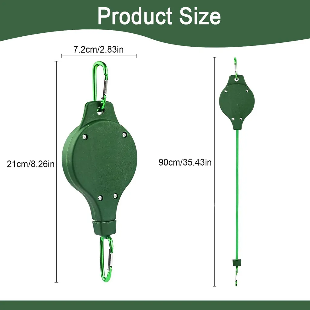 Crochet de suspension réglable vert pour panier de fleurs et nichoirs