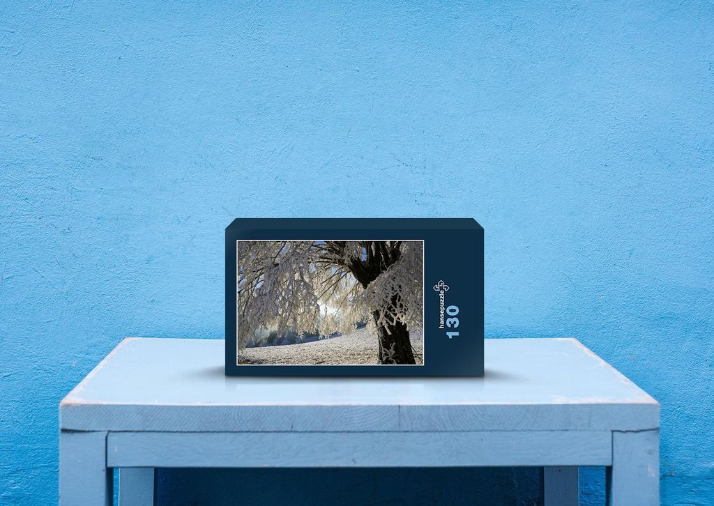 hansepuzzle 27253 - Raureif Puzzle, 130 Teile, Natur, 28,7 x 20,0cm mit hochwertiger Aufbewahrung, Kartonbox und wiederverschließbarem Beutel