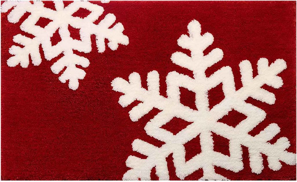 Weihnachts-Bodenmatte aus Kunstkaschmir mit Schneemann-Buchstabendruck, rutschfeste Fußmatte, wasserabsorbierende Matte für drinnen und draußen,...