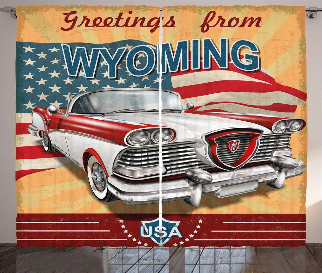 Tenda Vintage ABAKUHAUS Wyoming Auto d'Epoca 280x175 cm con Ganci