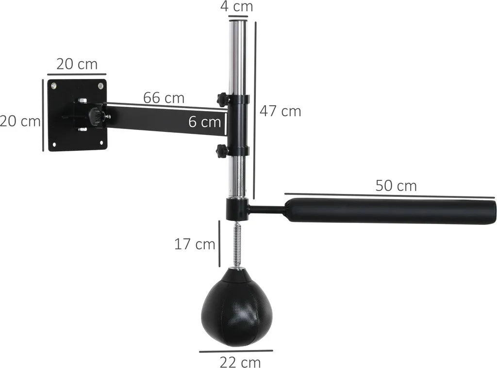HOMCOM Support de Boxe Mural Pliable avec Barre Rotative et Speedball - 3