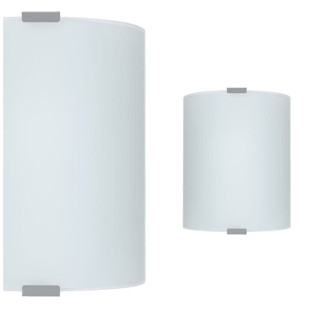 Two white cylindrical lamps with gray mounting brackets are shown against a white background.