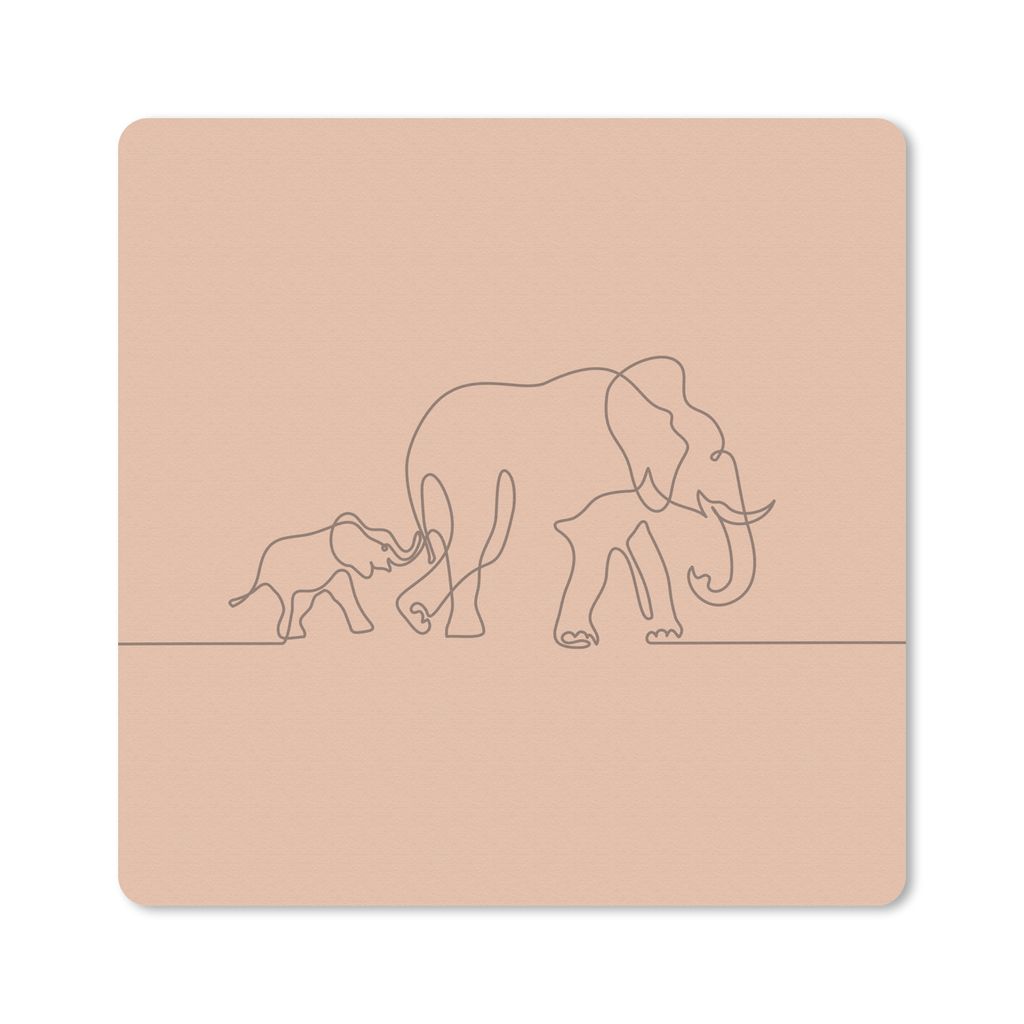 MuchoWow Mauspad Mousepad Elefanten - Minimalismus - Einfach 20x20 cm - Mousepads - Maus Mat - Pad - Mausunterlage - Desk Mat - Bureauartikeln