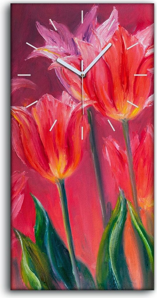 Küchenuhr Bürouhr Leinwand Uhr Geräuschlos 30x60 Gemälde Blumen Pflanzen Kunst - weiße Hände