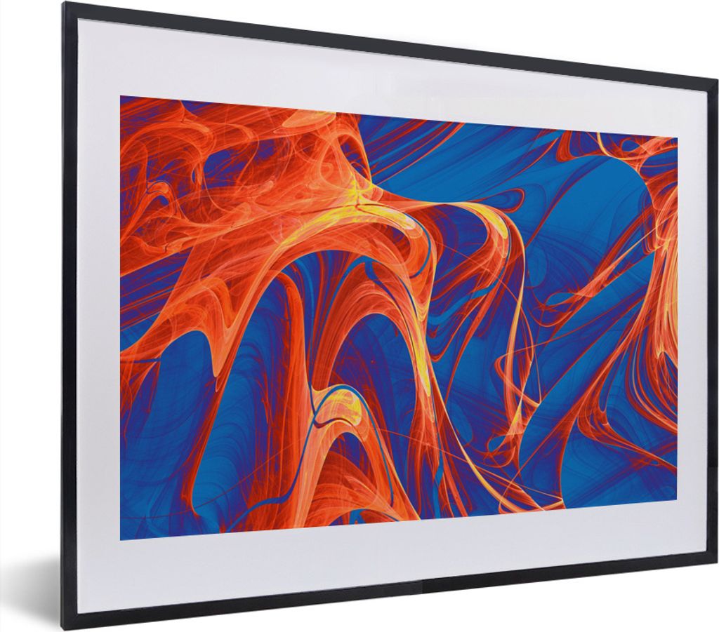 MuchoWow MuchoWow Gerahmtes Poster Kunst - Wellen - Farbe - Psychedelisch 40x30 cm - Poster mit zchwarzem Bilderrahmen - Bilderrahmen - Poster ...